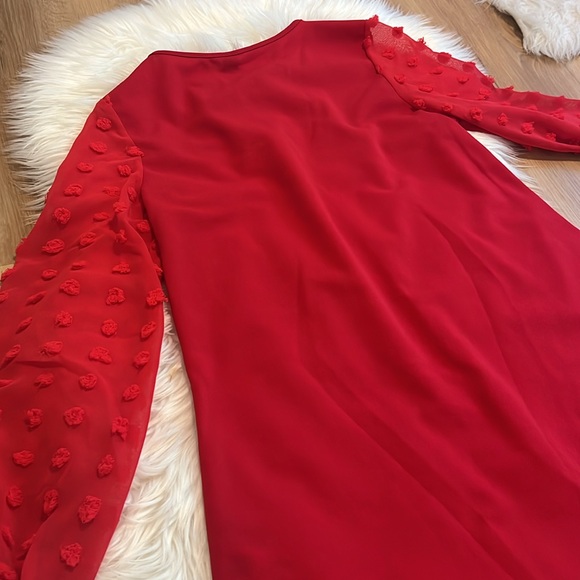 Red long sleeve shift dress - Picture 6 of 6
